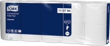 110794 - T4 - Tork toaletný papier – konvenčný kotúč Universal 2-vr, 250 útržkov, 32,5 m, recykel biely, cena za balenie 70 ks / miesto 2100
